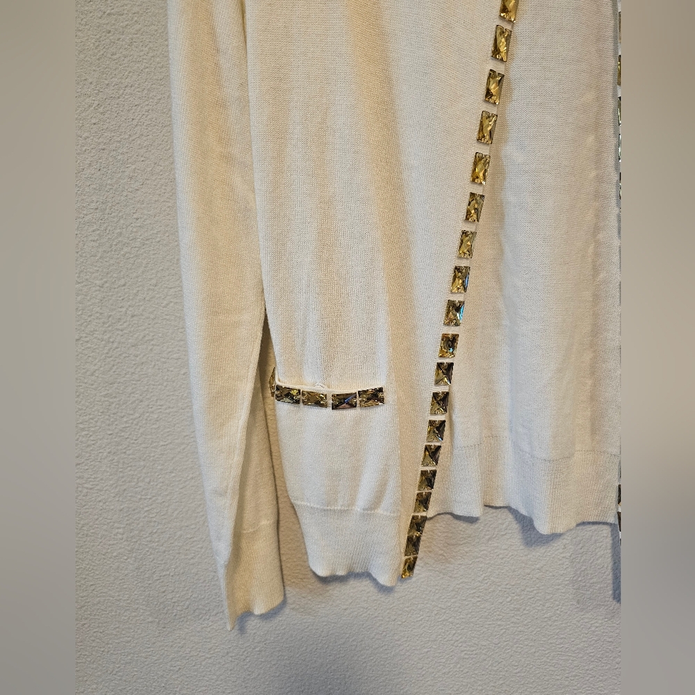 Jones New York Medium Cream Sweater w/ Citrine Color Beads - Picture 4 of 6